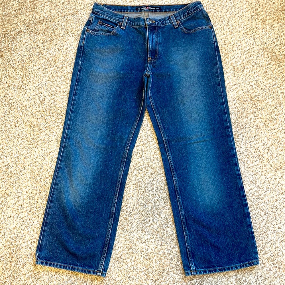 Y2K DKNY JEANS Sz 13 Short Court Dark Cotton Dark Wash 34x29 Denim Boot Cut Jean